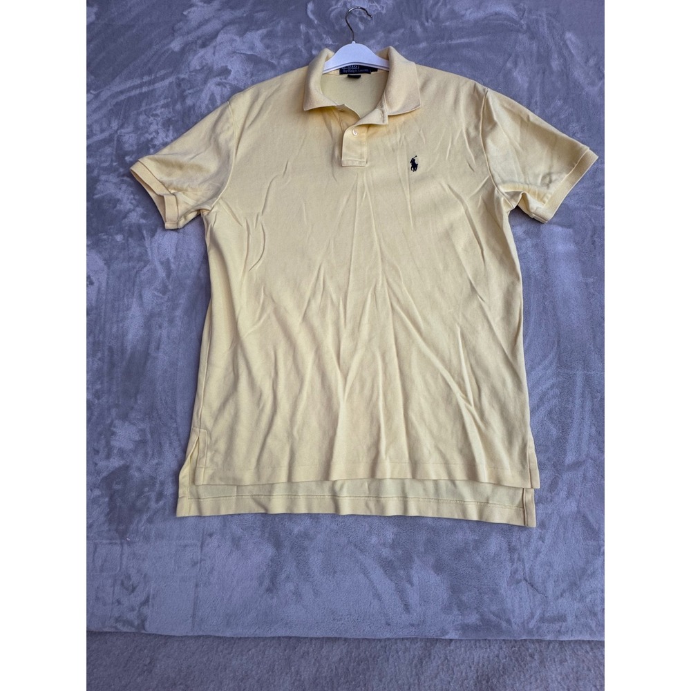 Polo Ralph Lauren Mens Medium Yellow Short Sleeve‎ Cotton Pique Polo Shirt Pony